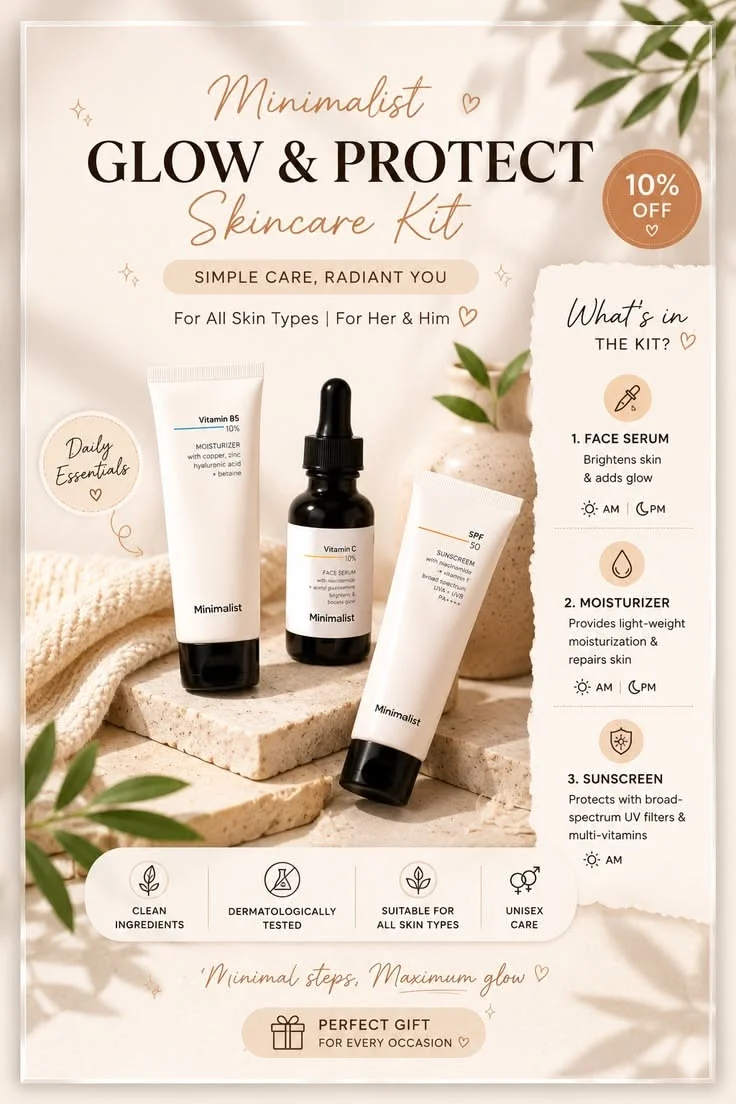 Minimalist Skincare Routine Kit Poster Template
