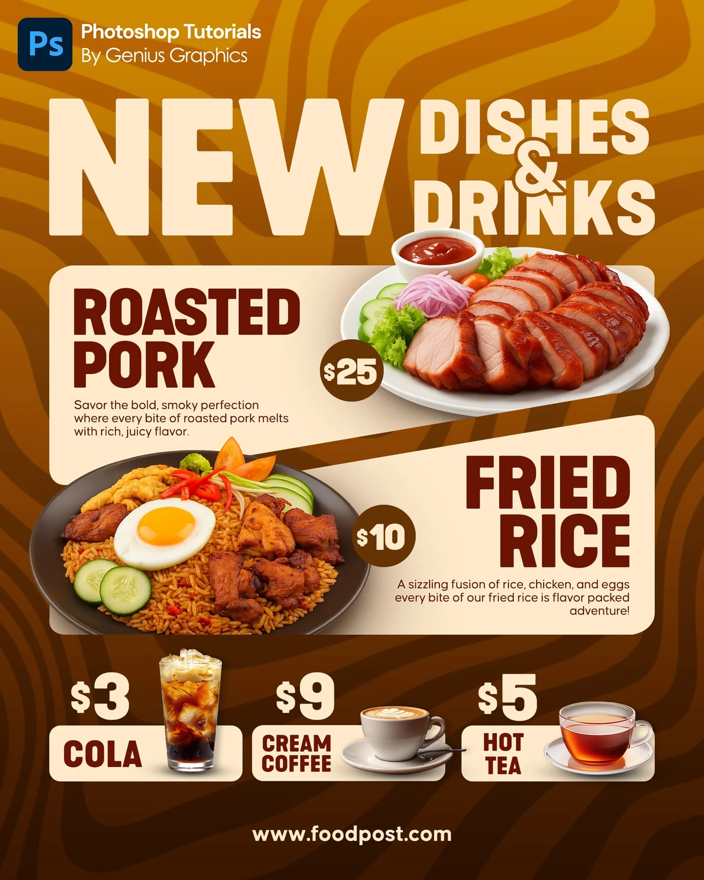 Restaurant Dishes and Drinks Menu Poster Template
